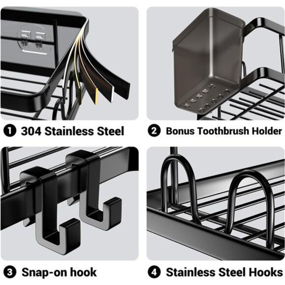 Corner Shower Caddy, 2 Pack Adhesive Shower Corner Organizer Shelves - Picture 4 of 7